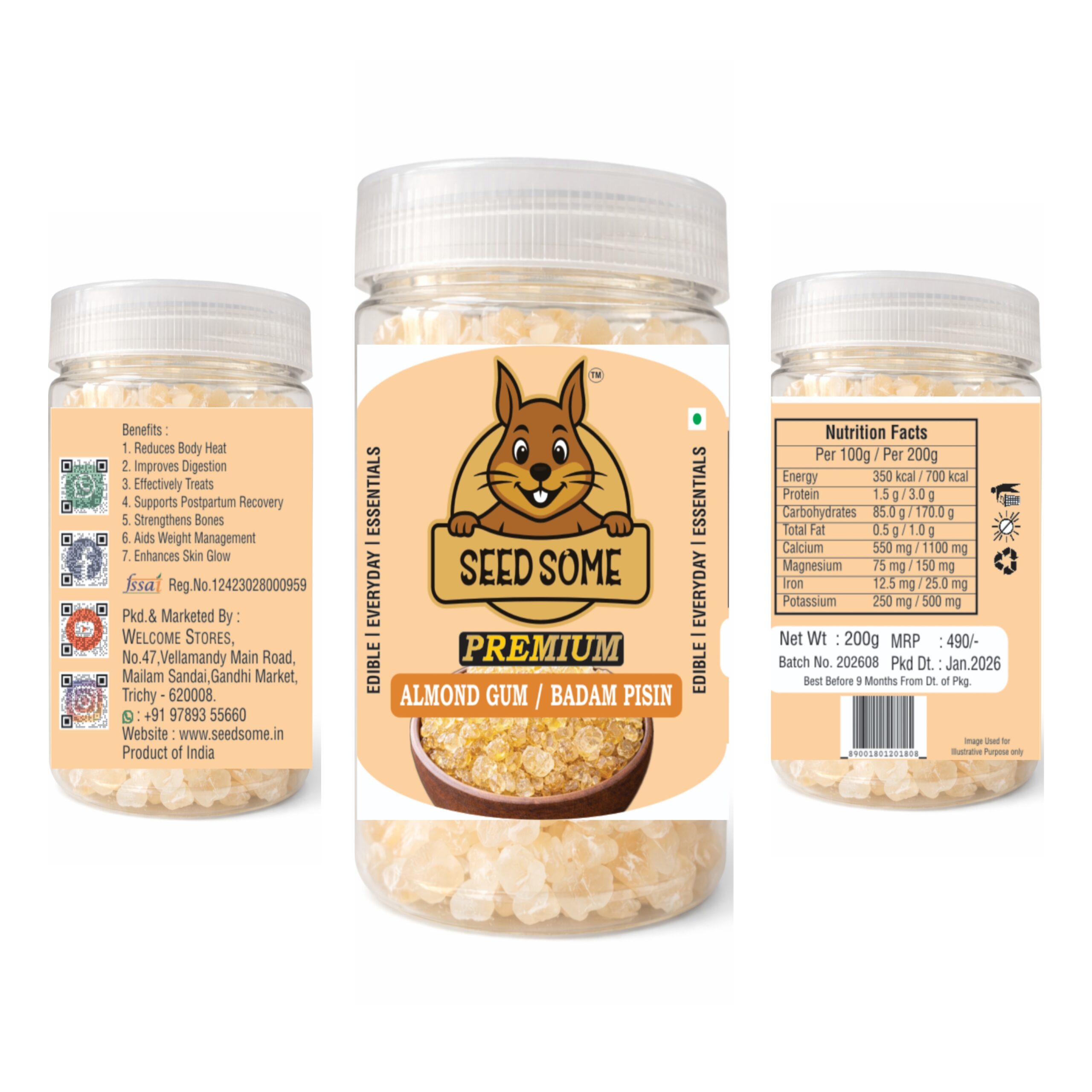 SEEDSOME ALMOND GUM/BADAM PISIN | 200G | - Image 2