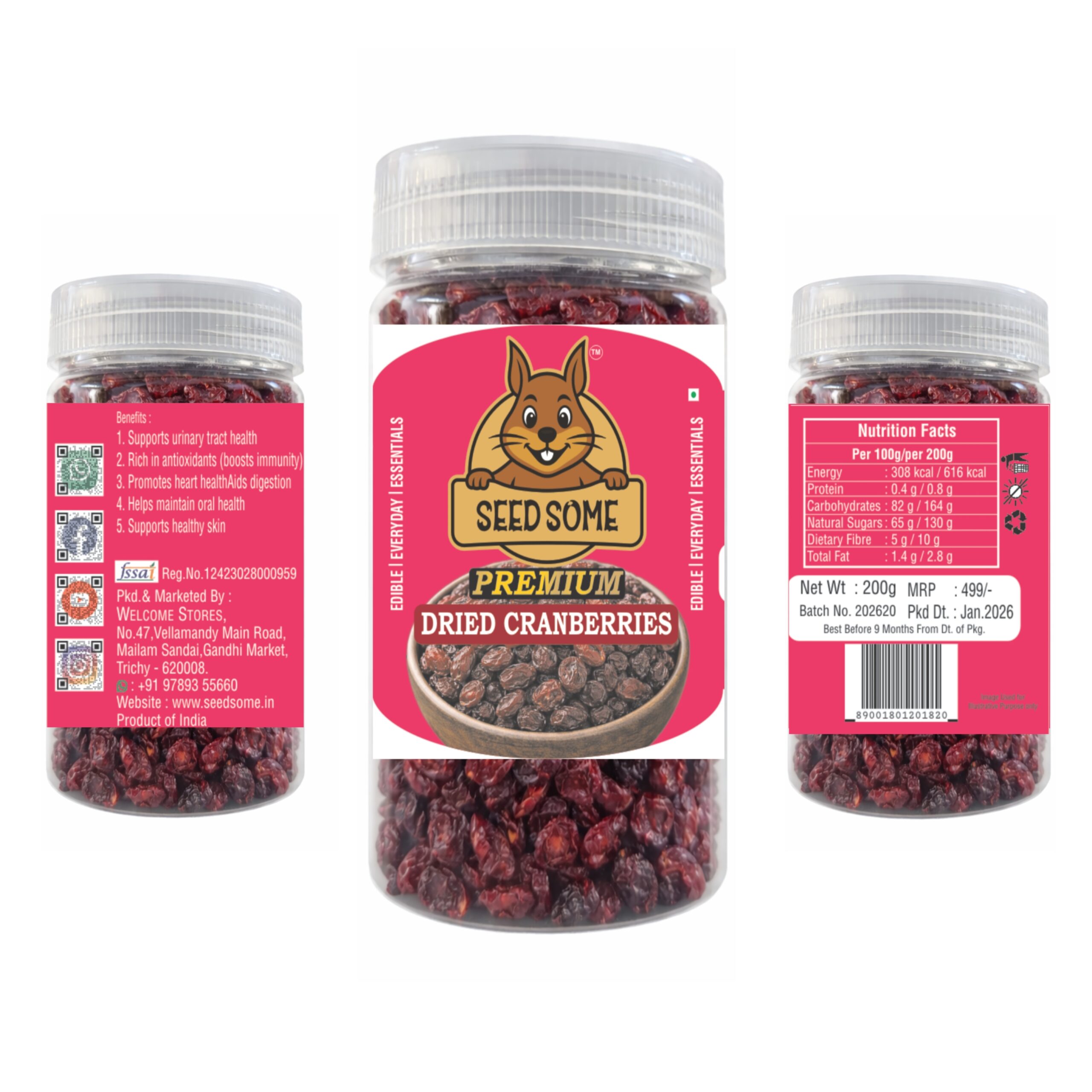 SEEDSOME DRIED CRANBERRIES | 200G | - Image 2