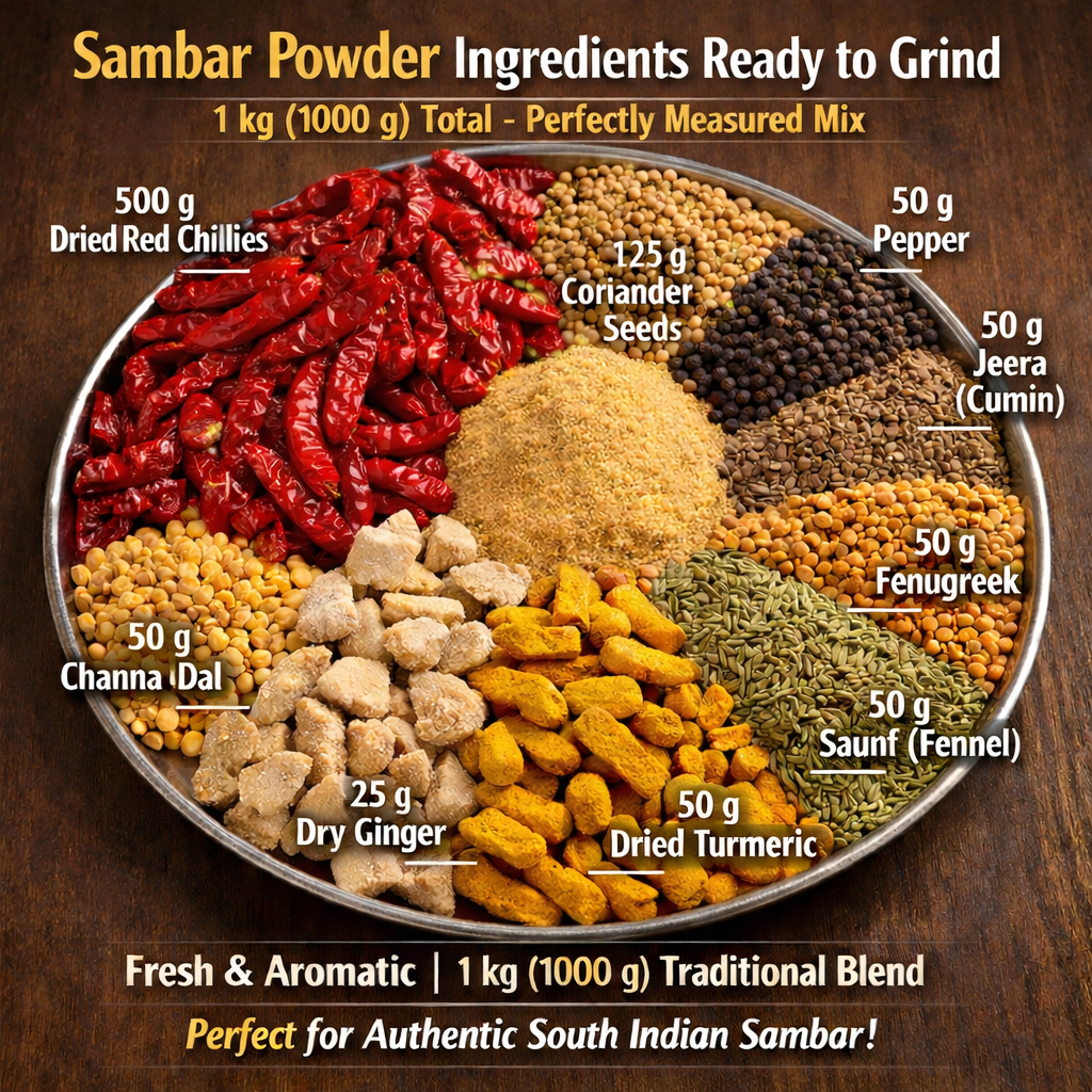 SAMBAR / KULAMBU PRODUCTS - READY TO GRIND | 1KG - Image 2